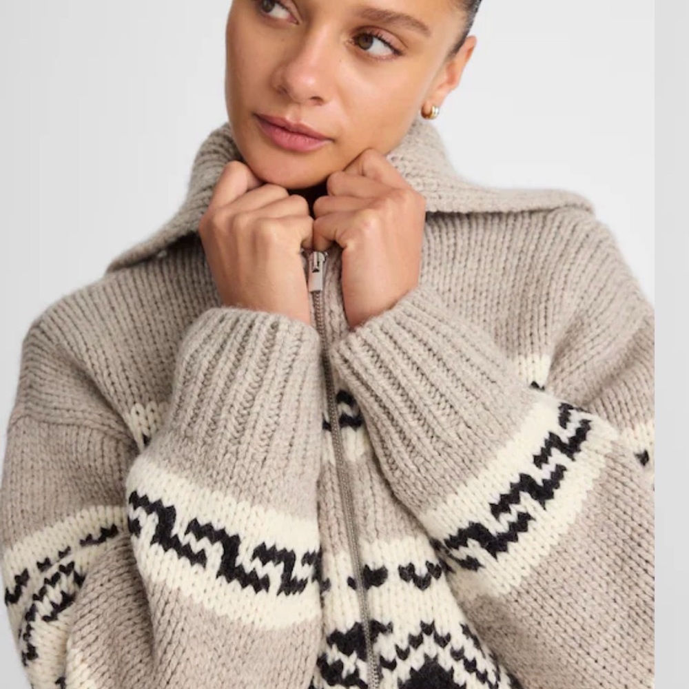 ISO Madewell Fair Isle Zip-Front Cardigan Jacket in Wool